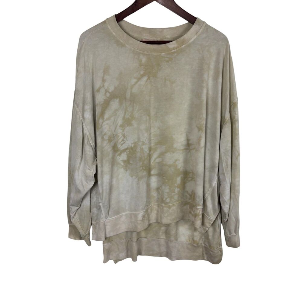 Found Green Tie-Dye Long Sleeve Fleece Lined Sweatshirt Women's Medium Oversize - Picture 2 of 5